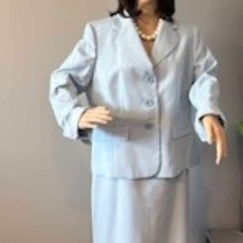 Le Suit Powder Blue Skirt Suit